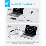 Wholesale-Anker A8895H11 USB-C to USB-C 2-in-1 w/ 140W 4FT-USB Cable-Electro Vision Inc