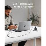 Wholesale-Anker A8895H11 USB-C to USB-C 2-in-1 w/ 140W 4FT-USB Cable-Electro Vision Inc