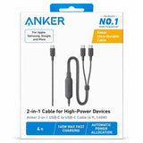 Wholesale-Anker A8895H11 USB-C to USB-C 2-in-1 w/ 140W 4FT-USB Cable-Electro Vision Inc