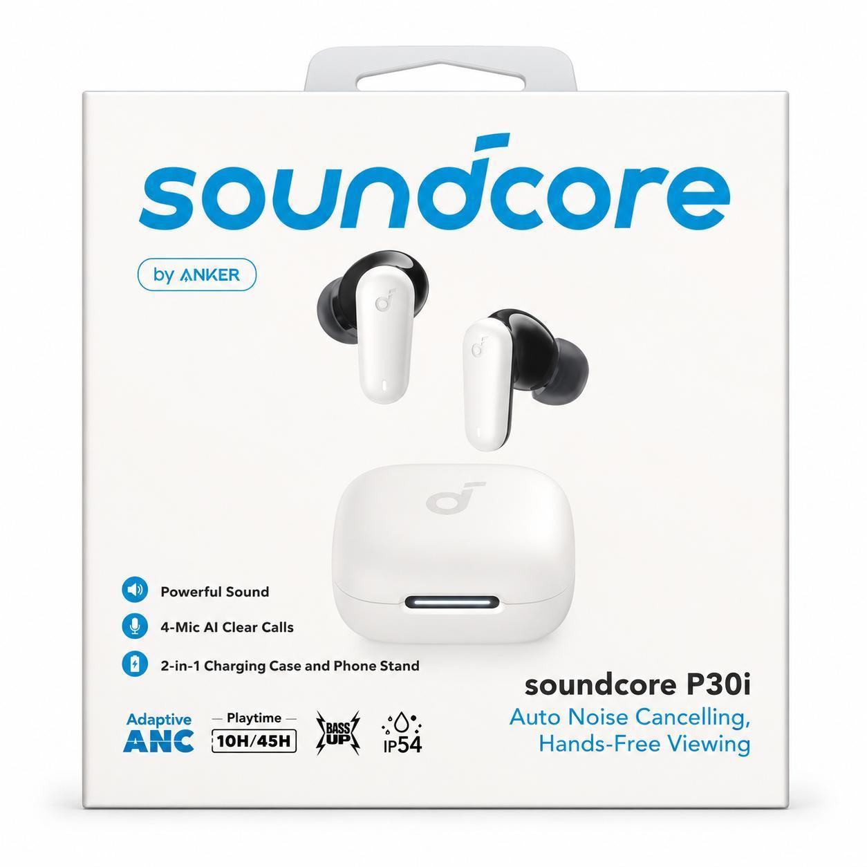 Wholesale-Anker P30i Soundcore Earbuds - White-Earbuds-Electro Vision Inc