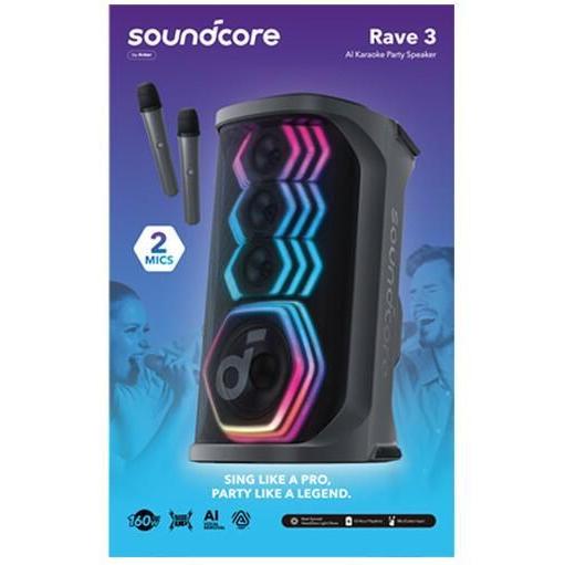 Wholesale-Anker Rave3s Soundcore Wireless Karaoke Party Speaker W/ 2X Wireless Microphones (Black) - A31A3012-Wireless Karaoke Speakers-Electro Vision Inc