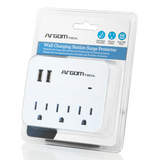Wholesale-Argom 0266WT Power Outlet 3 Outlets & 2 USB Ports 110V Surge Protection-Surge Protector-Electro Vision Inc