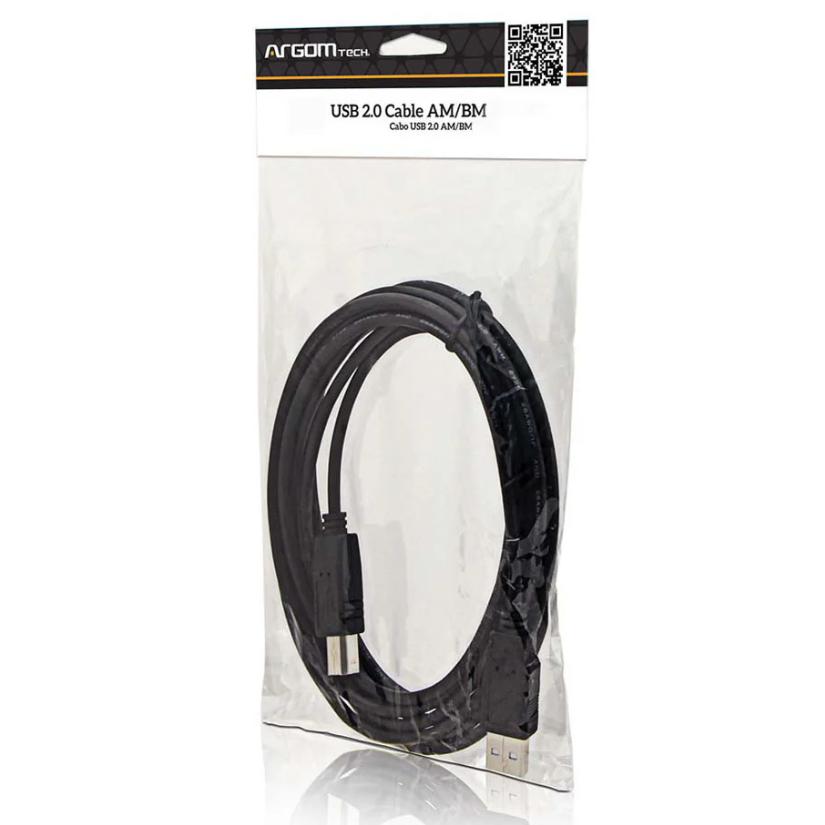 Wholesale-Argom ARG-CB-0039 USB Printer Cable 2.0 AM BM 10ft 3m-USB Printer Cable-Electro Vision Inc