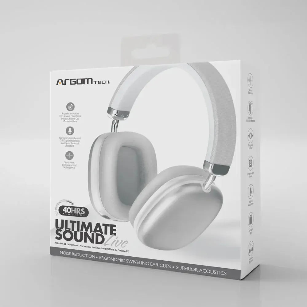 Wholesale-Argom ARG-HS2553WH Ultimate Sound Live BT Headphone-Headphones-Electro Vision Inc