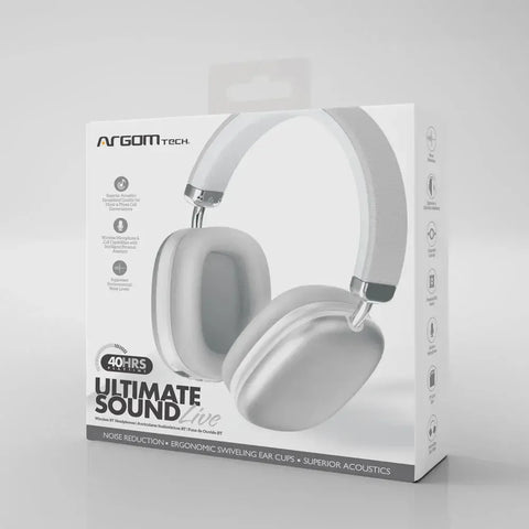 Wholesale-Argom ARG-HS2553WH Ultimate Sound Live BT Headphone-Headphones-Electro Vision Inc