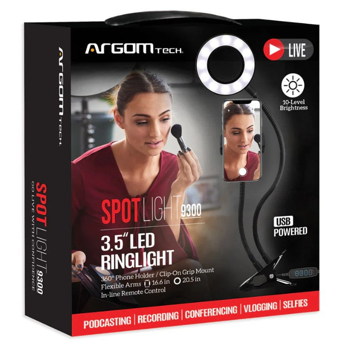 Wholesale-Argom LP-9300BK Selfie Ring Light Spotlight Pro 9300 3,5" Flex-Ring Light-Electro Vision Inc