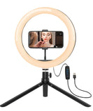 Wholesale-Argom LP-9315BK Selfie Ring Light Spotlight Pro 9315 w/ Table Top Tripod/Phone Holder 8"-Ring Light-Electro Vision Inc