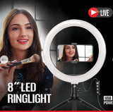 Wholesale-Argom LP-9315BK Selfie Ring Light Spotlight Pro 9315 w/ Table Top Tripod/Phone Holder 8"-Ring Light-Electro Vision Inc