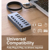 Wholesale-Argom UB-0191 Hub USB A=C to 7-Port USB 3.0 On/Off Switch 5GBPS W/2ft Cable-USB Ports-Electro Vision Inc