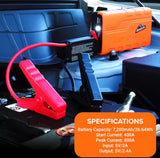 Wholesale-Armor AJS81003ORG Emergency Jump Starter Power Bank Kit, a USB-C Charging Cable, Jumper Cable & a 1800mAh Power Bank-Jump Starter-Electro Vision Inc