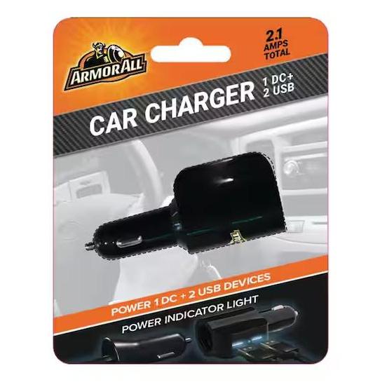 Wholesale-Armor All ACC80104BLK Car Charger w/ DC Socket & USB Ports 2.1 Amp-Car charger-Electro Vision Inc