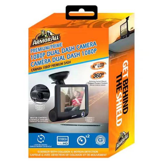 Wholesale-Armor All ADC21010BLK Premium 4" LCD 1080P Dual Dashboard Camera w/ 360 Swivel Mount-Dash Cam-Electro Vision Inc