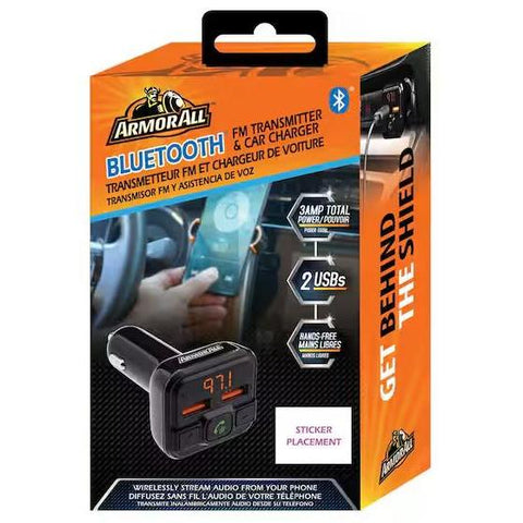 Wholesale-Armor All AHF91011BLK Bluetooth FM Transmitter & Car Charger Dual 5V 3A USB Port-USB Ports-Electro Vision Inc