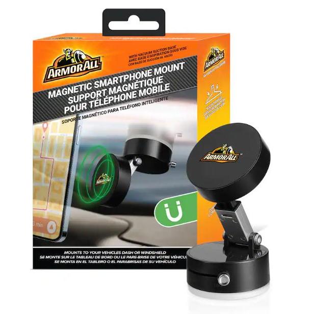 Wholesale-Armor All AMH3-1026-BLK Magnetic Phone Mount with Strong Suction Base - Black-Phone Mount-Electro Vision Inc