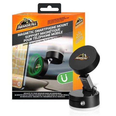 Wholesale-Armor All AMH3-1026-BLK Magnetic Phone Mount with Strong Suction Base - Black-Phone Mount-Electro Vision Inc