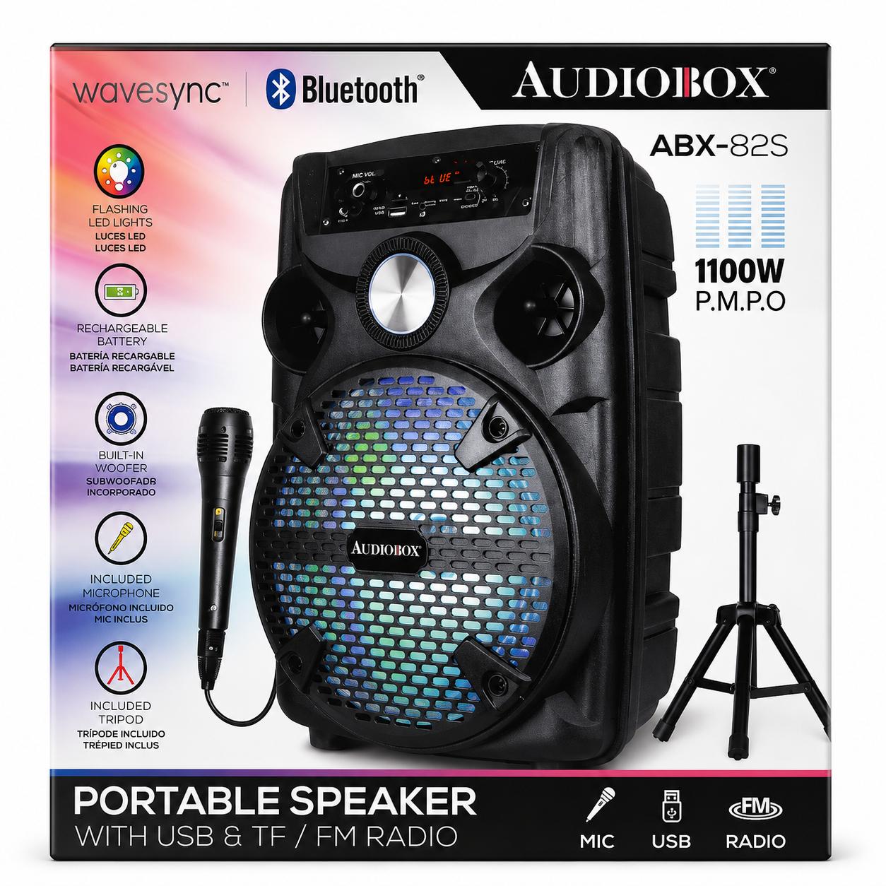 Wholesale-AudioBox ABX82S Portable PA Speaker Rechargeable 8"-Speakers-Electro Vision Inc