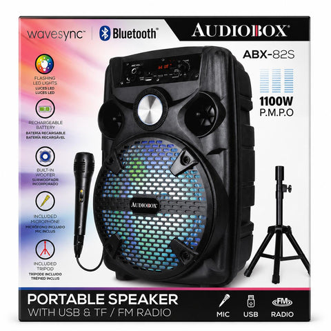 Wholesale-AudioBox ABX82S Portable PA Speaker Rechargeable 8"-Speakers-Electro Vision Inc