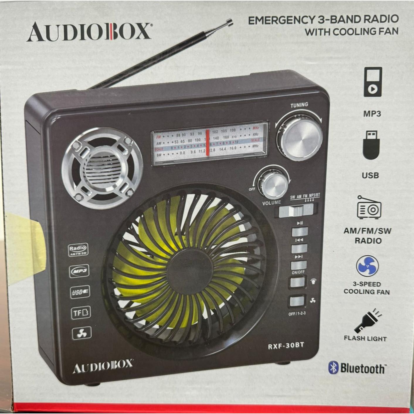 Wholesale-AudioBox RXF30 Rechargeable 3-Band Fan Radio with Bluetooth-Electro Vision Inc