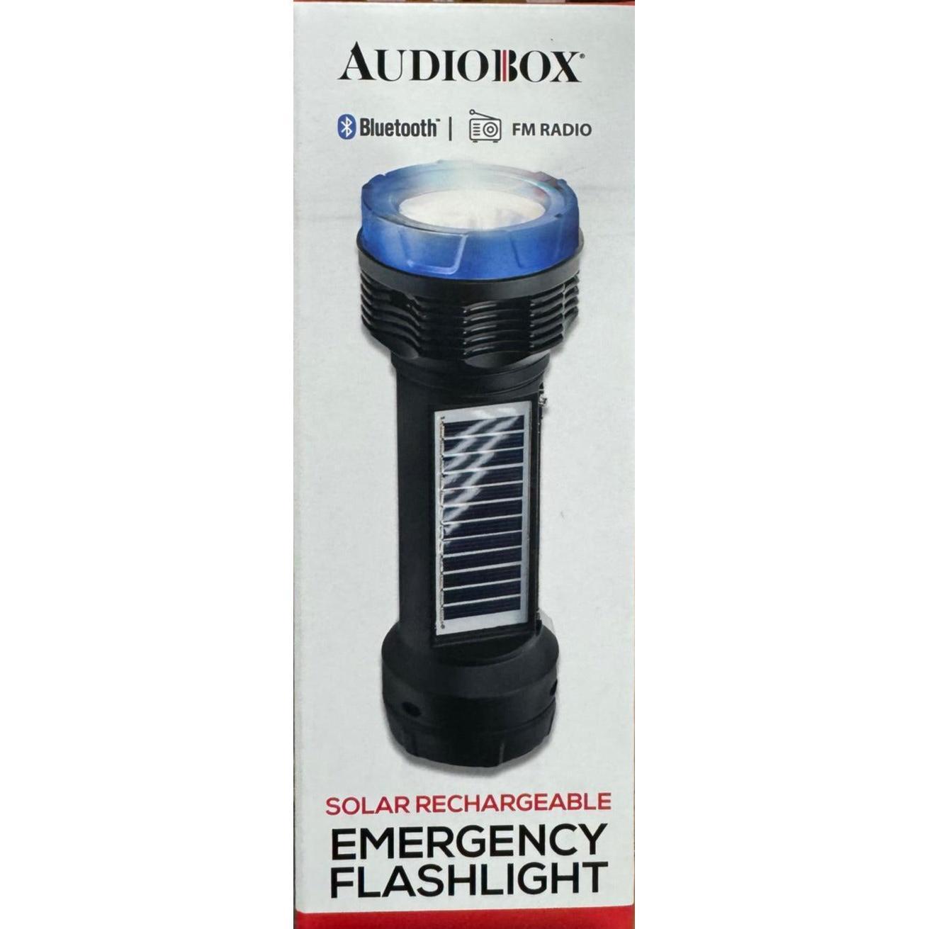 Wholesale-Audiobox Emergency Flashlight Speaker with Solar Blue-Electro Vision Inc