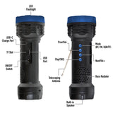 Wholesale-Audiobox FSL200-Blue Emergency Flashlight Speaker with Solar - Blue-Flashlight Speaker-Electro Vision Inc