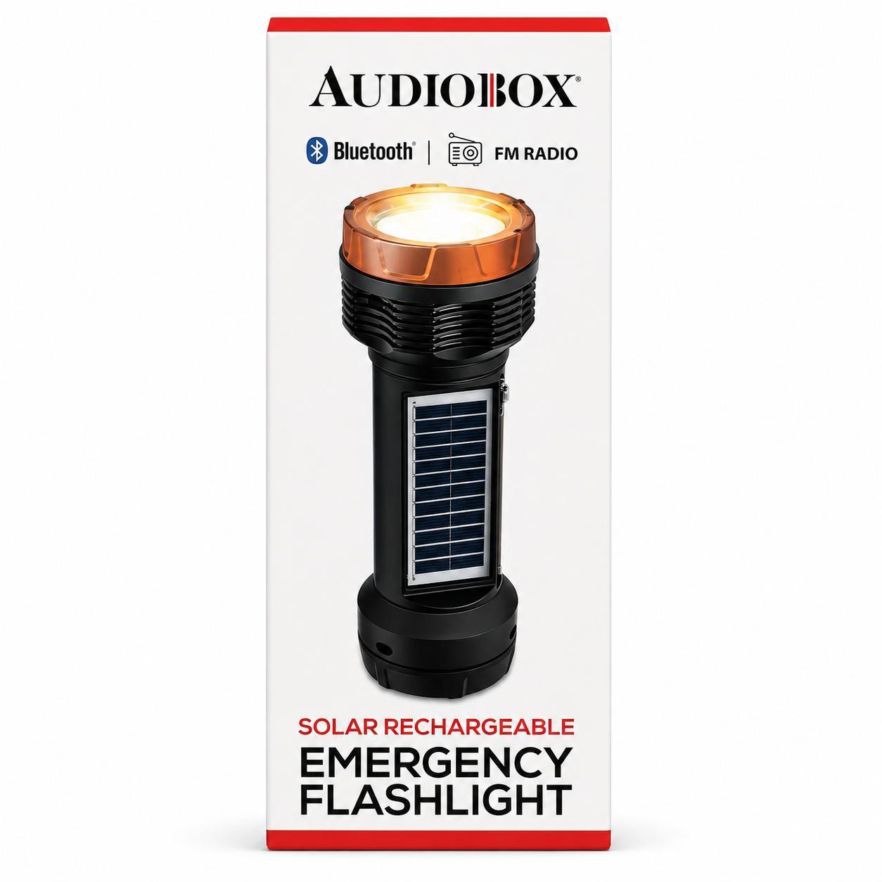 Wholesale-Audiobox FSL200-Copper Emergency Flashlight Speaker with Solar Copper-Flashlight Speaker-Electro Vision Inc