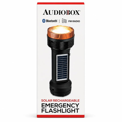 Wholesale-Audiobox FSL200-Copper Emergency Flashlight Speaker with Solar Copper-Flashlight Speaker-Electro Vision Inc