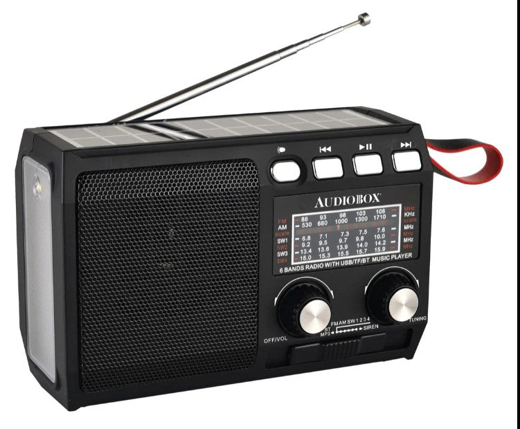 Wholesale-Audiobox RX120BT Solar Powered Radio with Hand Crank-Solar Radio-Electro Vision Inc