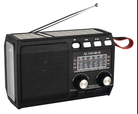 Wholesale-Audiobox RX120BT Solar Powered Radio with Hand Crank-Solar Radio-Electro Vision Inc