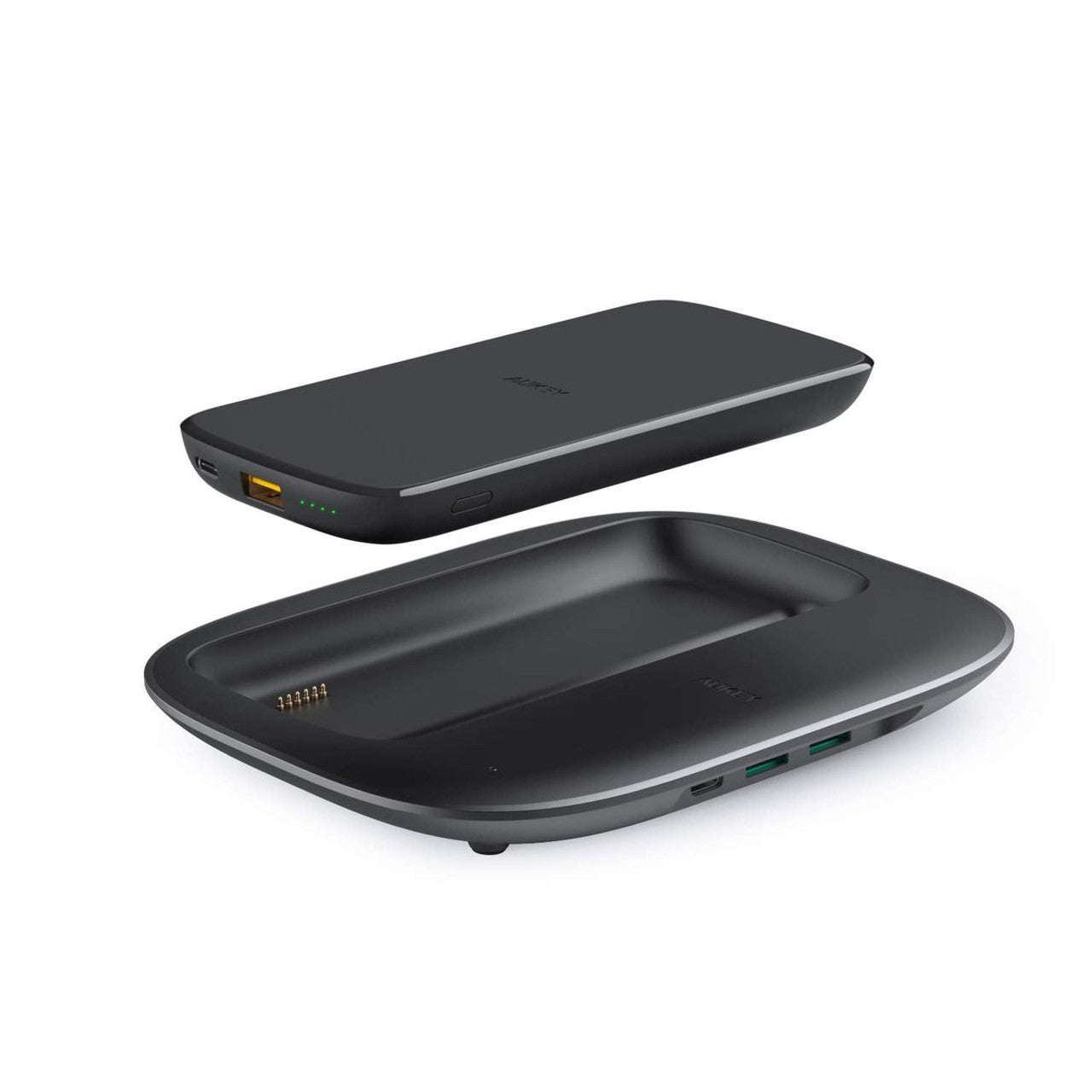 Wholesale-Aukey 10,000mAh Power Bank with Built-In Wireless Charging Pad + Power Delivery Charging Base-Charging Pad-Electro Vision Inc