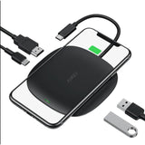 Wholesale-Aukey 4-in-1 USB C Hub with Wireless Charging 10W CB-C70-USB Hub-Electro Vision Inc