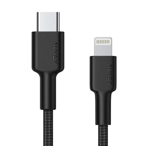 Wholesale-Aukey CB-CL1 Impulse MFI Braided Nylon USB C To Lightning Cable 1.2 Meter-USB Cable-Electro Vision Inc