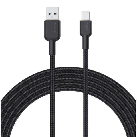 Wholesale-Aukey CB-NAC1 Circlet AC Nylon braided USB-A to USB-C Cable 3.3 FT-USB Cable-Electro Vision Inc
