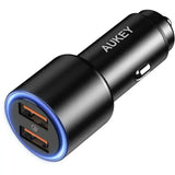 Wholesale-Aukey CCY17S-USB Dual USB-A LED Car Charger 36W-Car charger-Electro Vision Inc