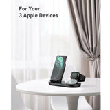 Wholesale-Aukey LC-A3 (3-in-1) Wireless Charger - White-Charging Pad-Electro Vision Inc