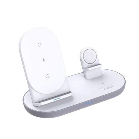 Wholesale-Aukey LC-A3 (3-in-1) Wireless Charger - White-Charging Pad-Electro Vision Inc