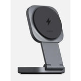 Wholesale-Aukey LCMC211 MagSafe 2-in-1 Foldable Magnetic Wireless Charging Stand - Gray-Charging Stand-Electro Vision Inc