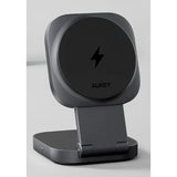 Wholesale-Aukey LCMC211 MagSafe 2-in-1 Foldable Magnetic Wireless Charging Stand - Gray-Charging Stand-Electro Vision Inc