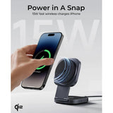Wholesale-Aukey LCMC211 MagSafe 2-in-1 Foldable Magnetic Wireless Charging Stand - Gray-Charging Stand-Electro Vision Inc