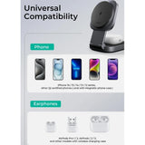 Wholesale-Aukey LCMC211 MagSafe 2-in-1 Foldable Magnetic Wireless Charging Stand - Gray-Charging Stand-Electro Vision Inc