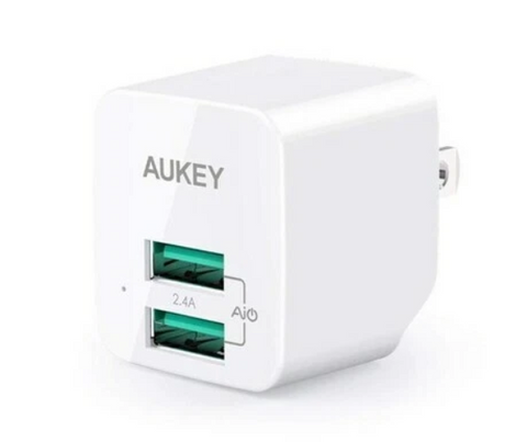 Wholesale-Aukey PAU32 Accel Ultra Compact USB Charger Dual USB Port-Electro Vision Inc