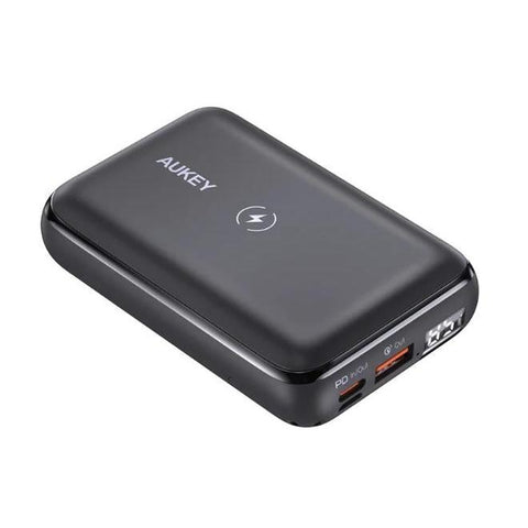 Wholesale-Aukey PB-WL01S Basix Pro Mini Wireless Charging Power Bank 10000mAh (20W Power Delivery)-Power Bank-Electro Vision Inc