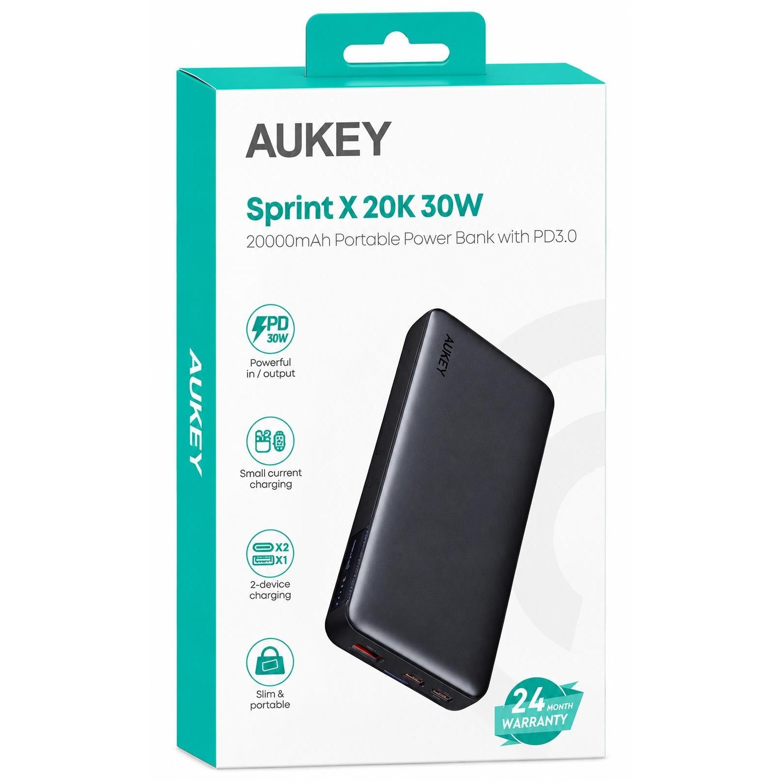 Wholesale-Aukey PBY42-RY Portable Power Bank 30W 20000mAh-Power Bank-Electro Vision Inc
