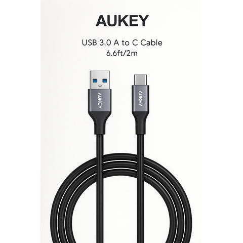 Wholesale-Aukey cbcd2 3.3ft USB-C to USB 3.0 Quick Charge 3.0 Braided Cable-Electro Vision Inc