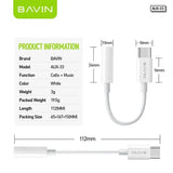 Wholesale-BAVIN AUX-33 Type-C to 3.5mm Female Cable Type C to 3.5 mm Jack Audio A-Electro Vision Inc