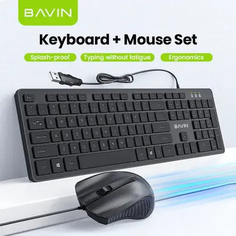 Wholesale-BAVIN G-K-989 Wired Keyboard & Mouse Set / Computer & Laptop Compatible-Keyboard-Electro Vision Inc