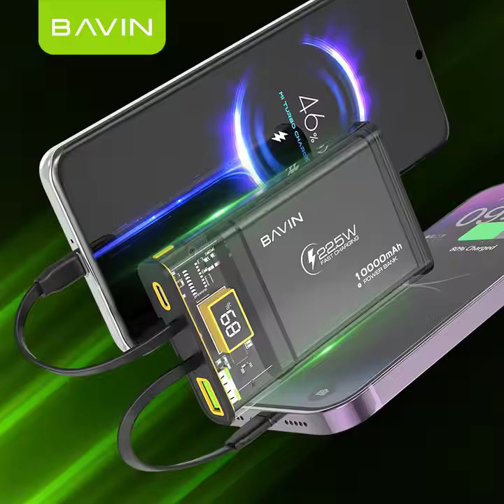 Wholesale-BAVIN PC020S 10000mah Fast Charging Transparent Power Bank-Power Adapter & Charger Accessories-Electro Vision Inc