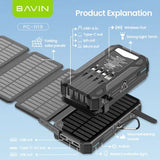 Wholesale-BAVIN Y-PC1119 20000mAh Solar Powerbank w/ Wireless Charging-Power Adapter & Charger Accessories-Electro Vision Inc