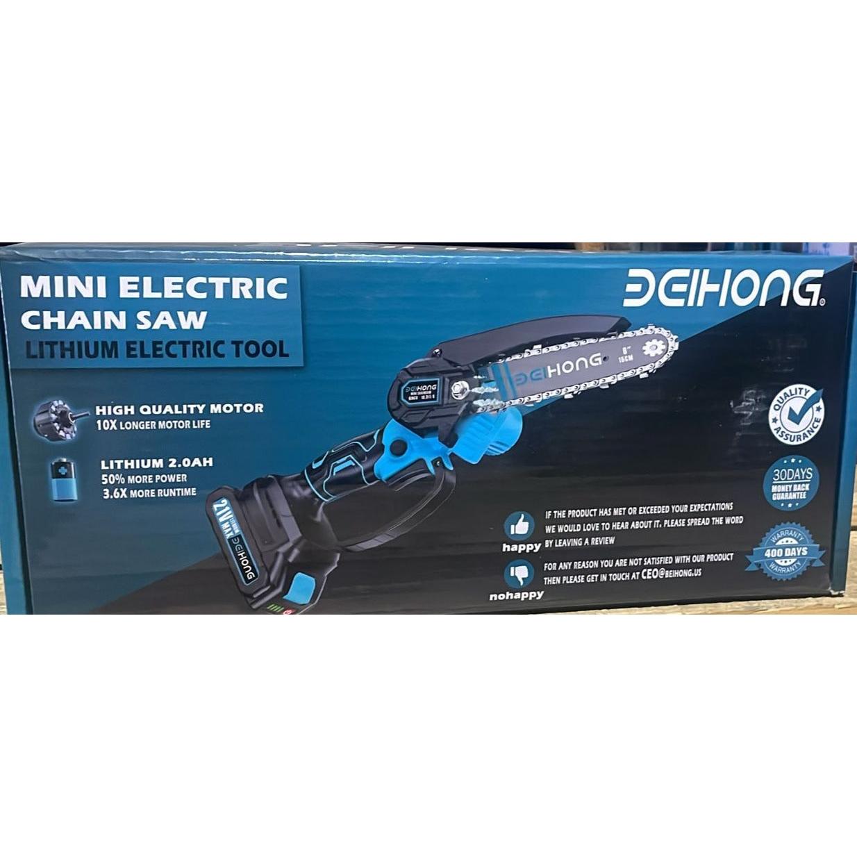 Wholesale-BEIHONG 1Batt Mini Chainsaw Cordless 6-Inch with 1 Battery-Mini Chainsaw-Electro Vision Inc