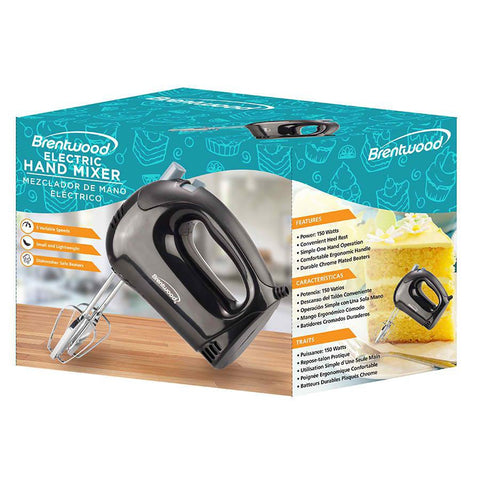 Wholesale-BRENTWOOD HM48B 5 SPEED ELECTRIC HAND MIXER BLACK-Mixer-Bre-HM48B-Electro Vision Inc