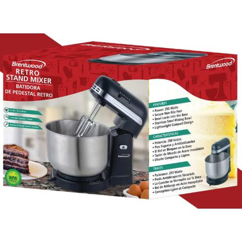 Wholesale-Brentwood SM1162 Retro Stand Mixer 3 QT Stainless Steel-Mixer-Electro Vision Inc